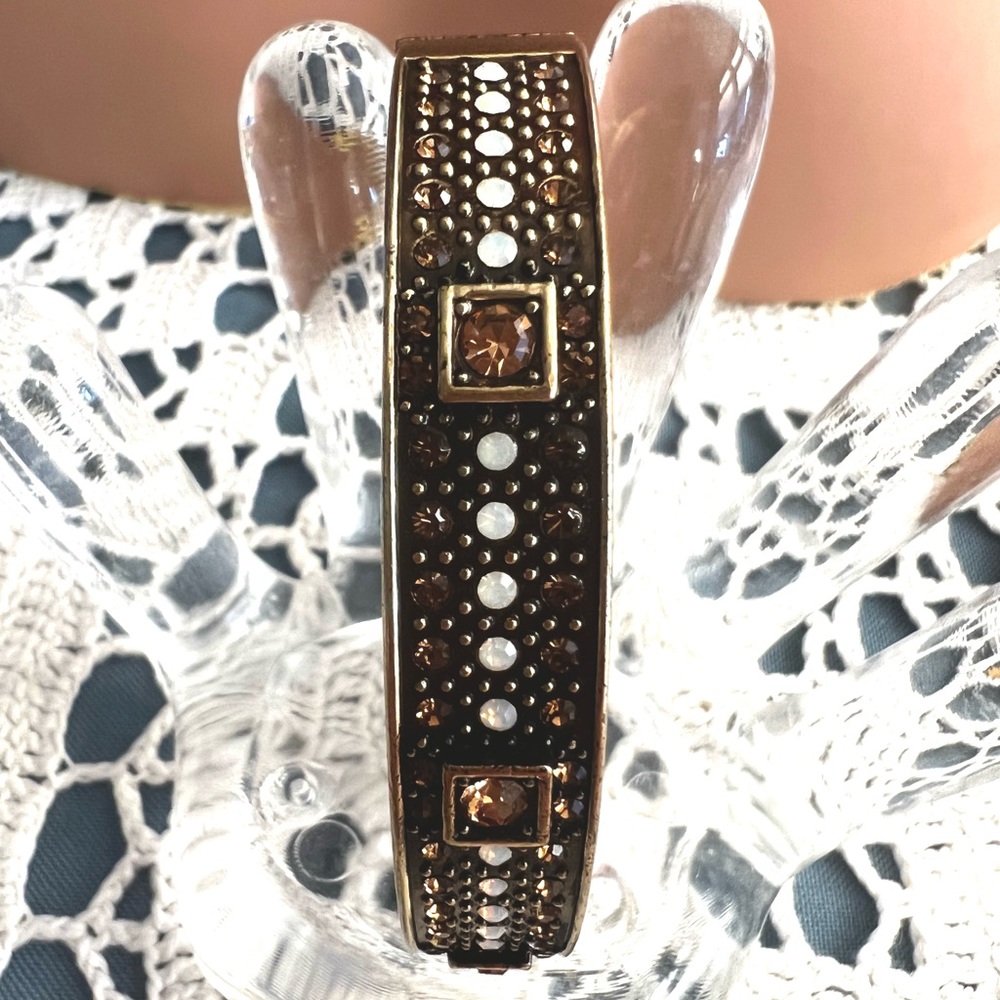 Heidi Daus cuff bracelet opal & golden shadow Swarovski crystals EUC